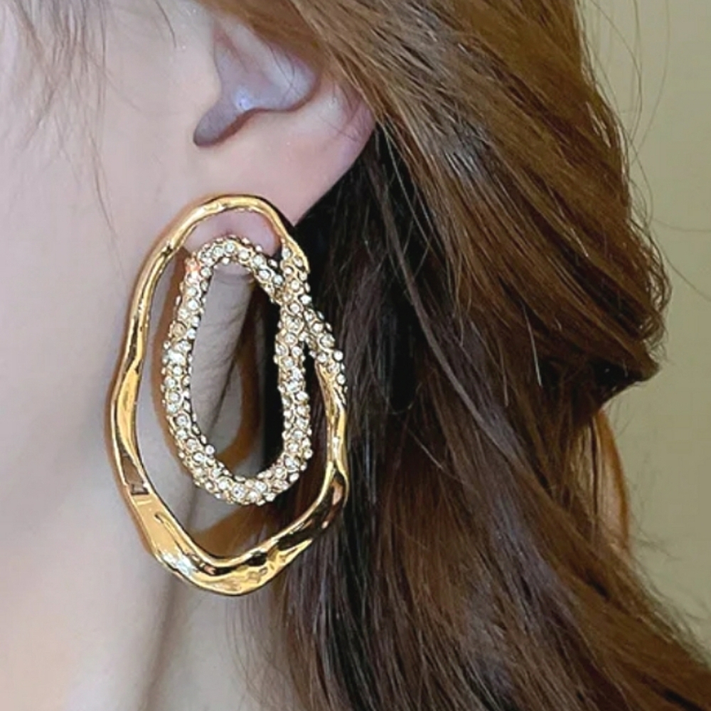 ▪️Oval inlaid rhinestone earrings; unbranded; nwot - Picture 3 of 6